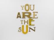 Jack Pierson, YOU ARE THE SUN, 2024, Gold leaf, metal, paint, plastic, and wood, 210.8 x 148.6 x 6.4 cm, © Jack Pierson, courtesy Lisson Gallery Jack Pierson, YOU ARE THE SUN, 2024, Gold leaf, metal, paint, plastic, and wood, 210.8 x 148.6 x 6.4 cm, © Jack Pierson, courtesy Lisson Gallery
