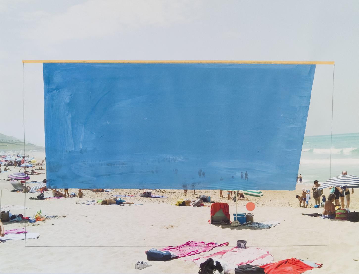 Alice Quaresma, Be Close, Acrylic paint, pencil & tape over photo print, 47 x 75 cm, 2019