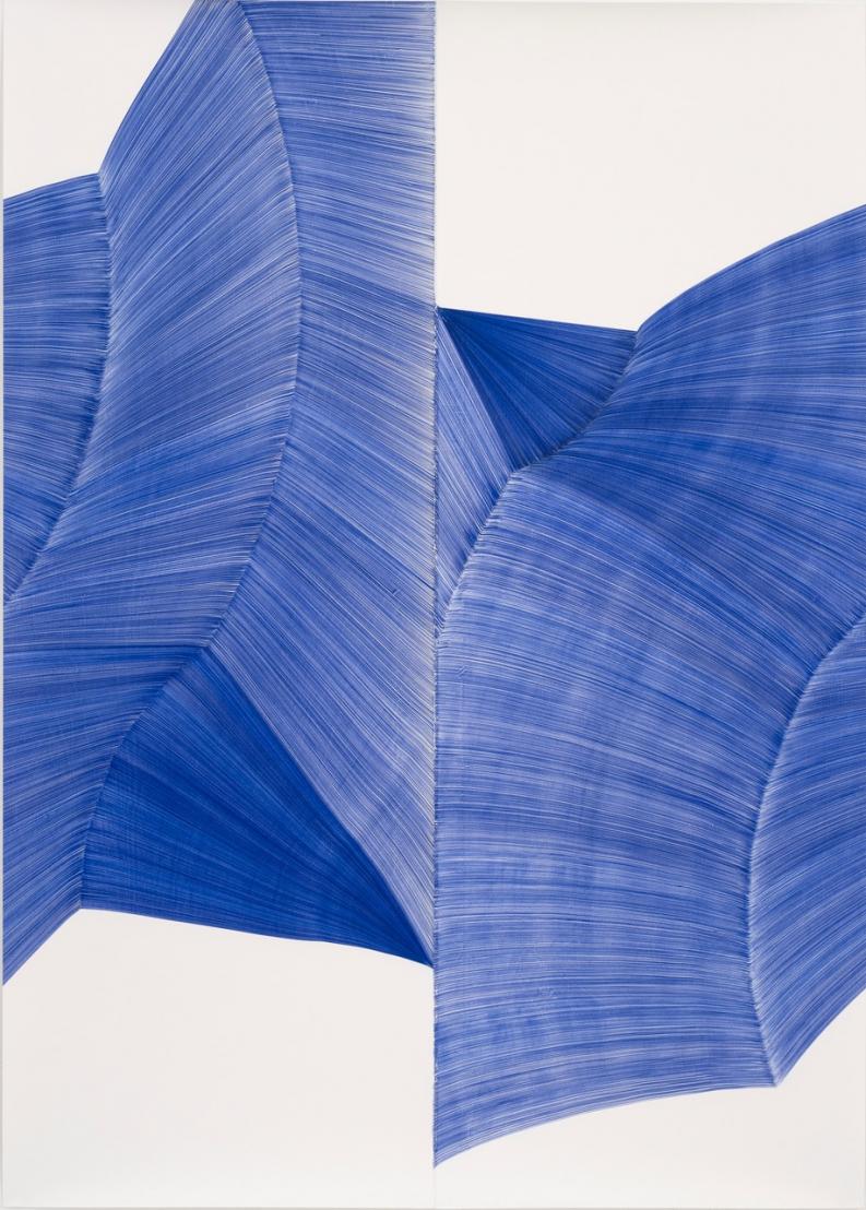Thomas Müller, Untitled, 2024, Coloured pencil and collage on Saunders Waterford paper, 214 x 153 cm