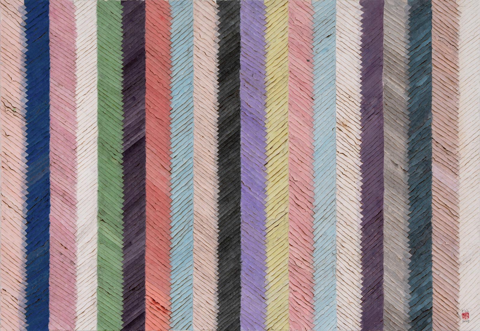 Minjung Kim, Zip (25-001S), Mixed media on mulberry Hanji paper, 68 x 100 cm, 2025