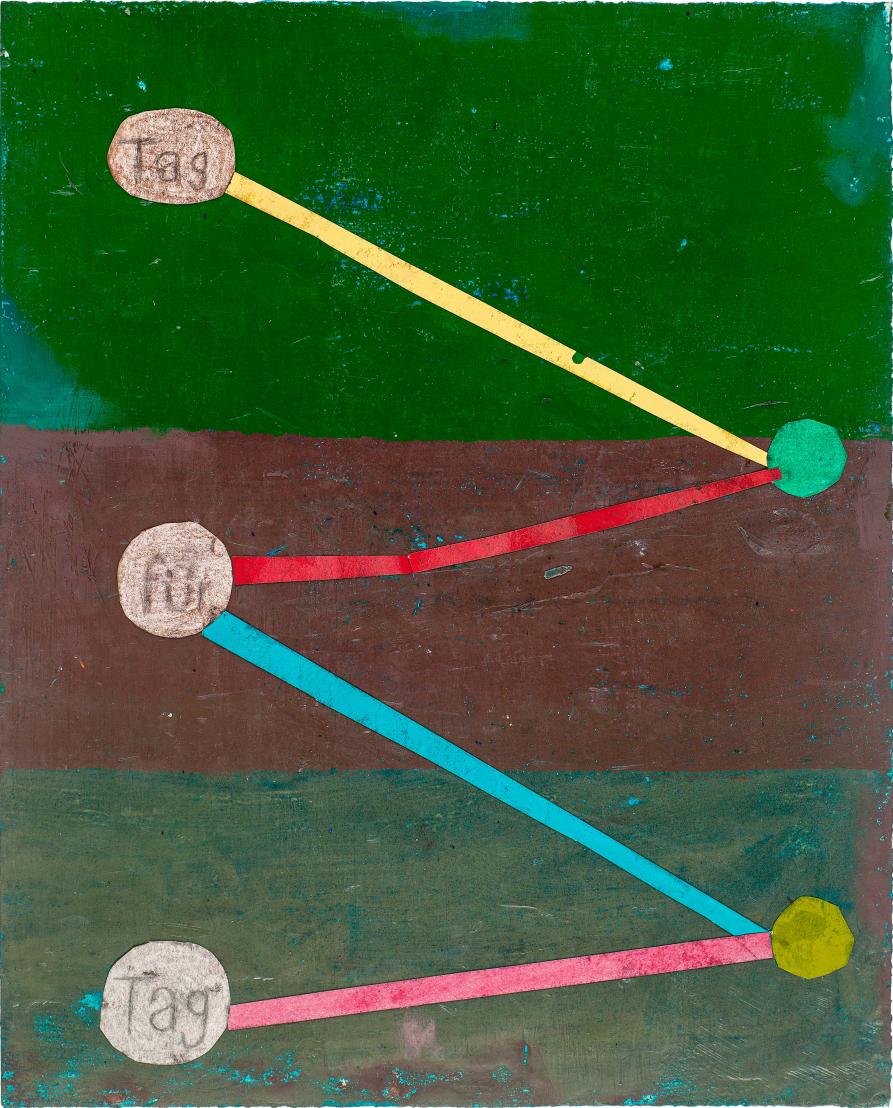 Martin Assig, Seelen #51, Gouache, wax & cut paper, 30.5 x 25 cm, 2020
