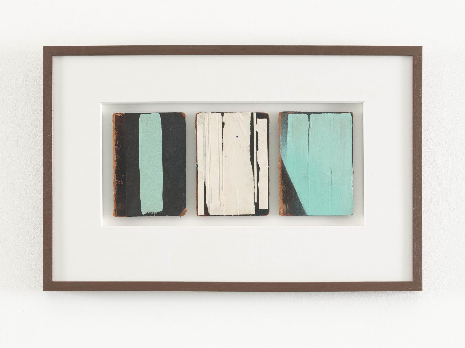 Sam Lock, One to Three, Mixed media on book covers, 58 x 38 cm, 2024