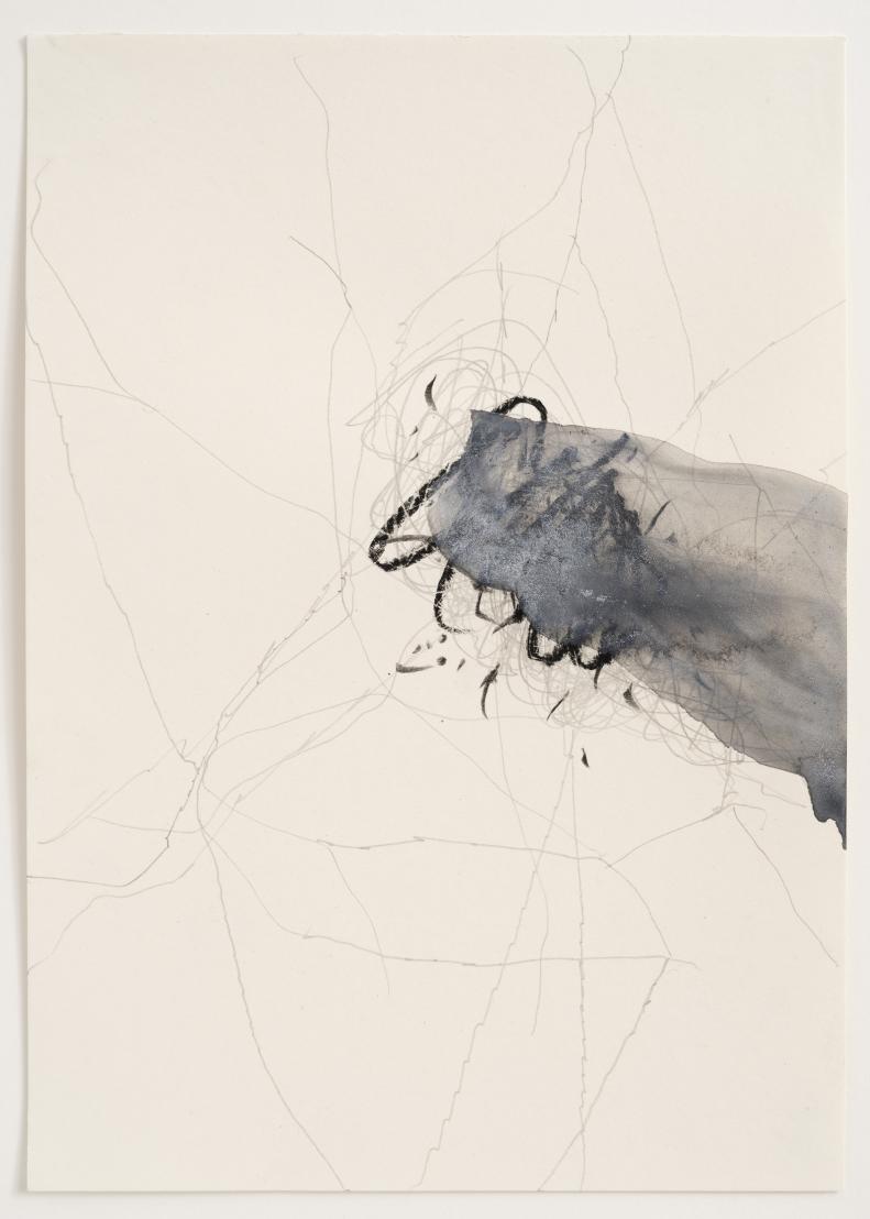 Thomas Müller, Untitled (PH 680), Pencil, chalk and acrylic on paper, 29.7 x 21 cm, 2025