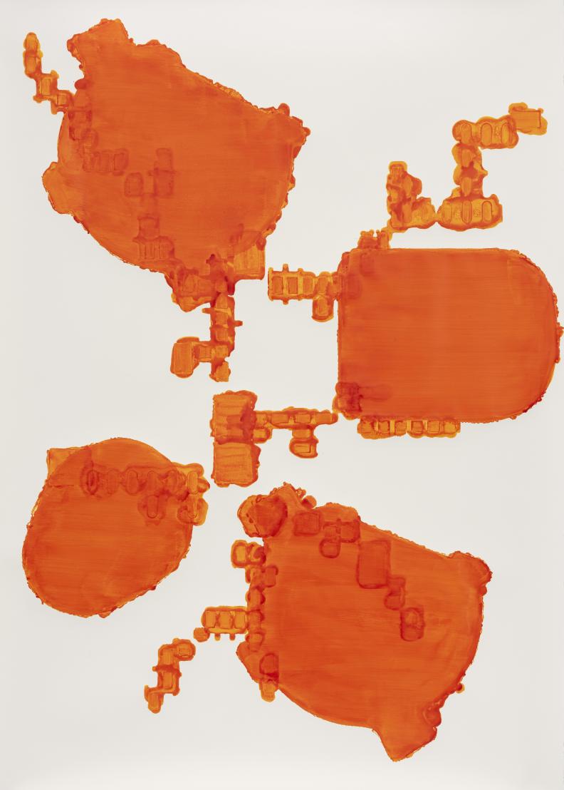 Thomas Müller, Untitled (PH 683), Ink on Arches paper, 160 x 115 cm, 2025