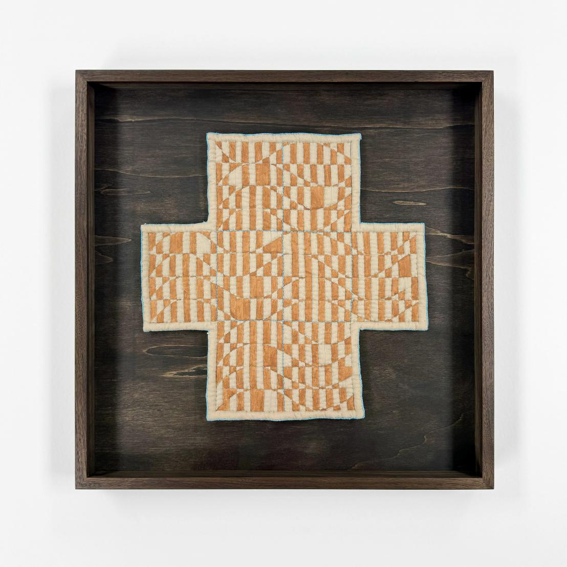 Raphaella Pester, 'The Crossing', Hand embroidered & quilted cotton, hand gathered earth pigments bound with acrylic medium & wadding thread, 43.3 x 43.3 cm, 2024
