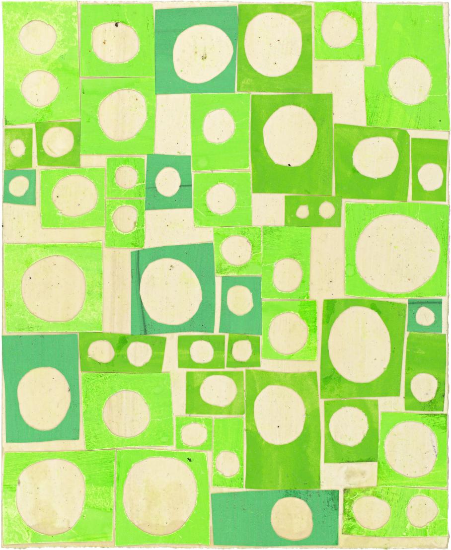 Martin Assig, Seelen #154, Gouache, wax & cut paper, 30.5 x 25 cm, 2020