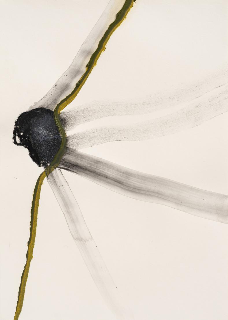 Thomas Müller, Untitled (PH 650), Chalk, acrylic & oil on paper, 29.7 x 21 cm, 2024