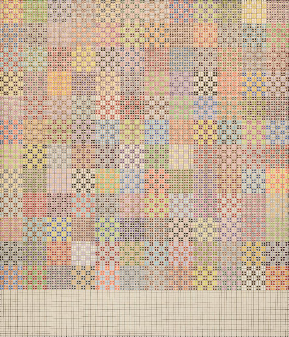 Károly Keserü, Untitled (2503152), Acrylic and thread on linen, 70 x 60 cm, 2025