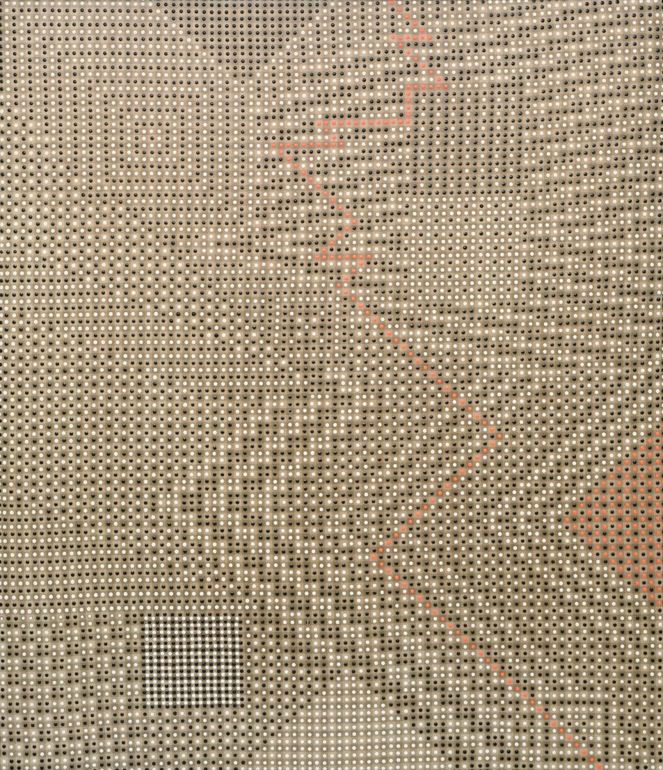 Károly Keserü, Untitled (2504042), Acrylic on bed linen, 70 x 60 cm, 2025