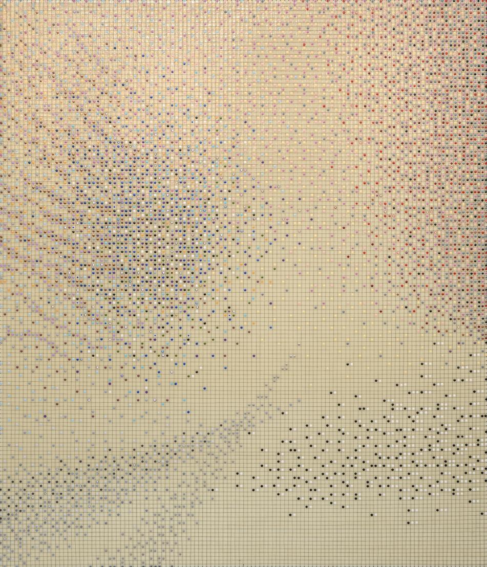 Károly Keserü, Untitled (2510032), Acrylic and thread on linen, 70 x 60 cm, 2025